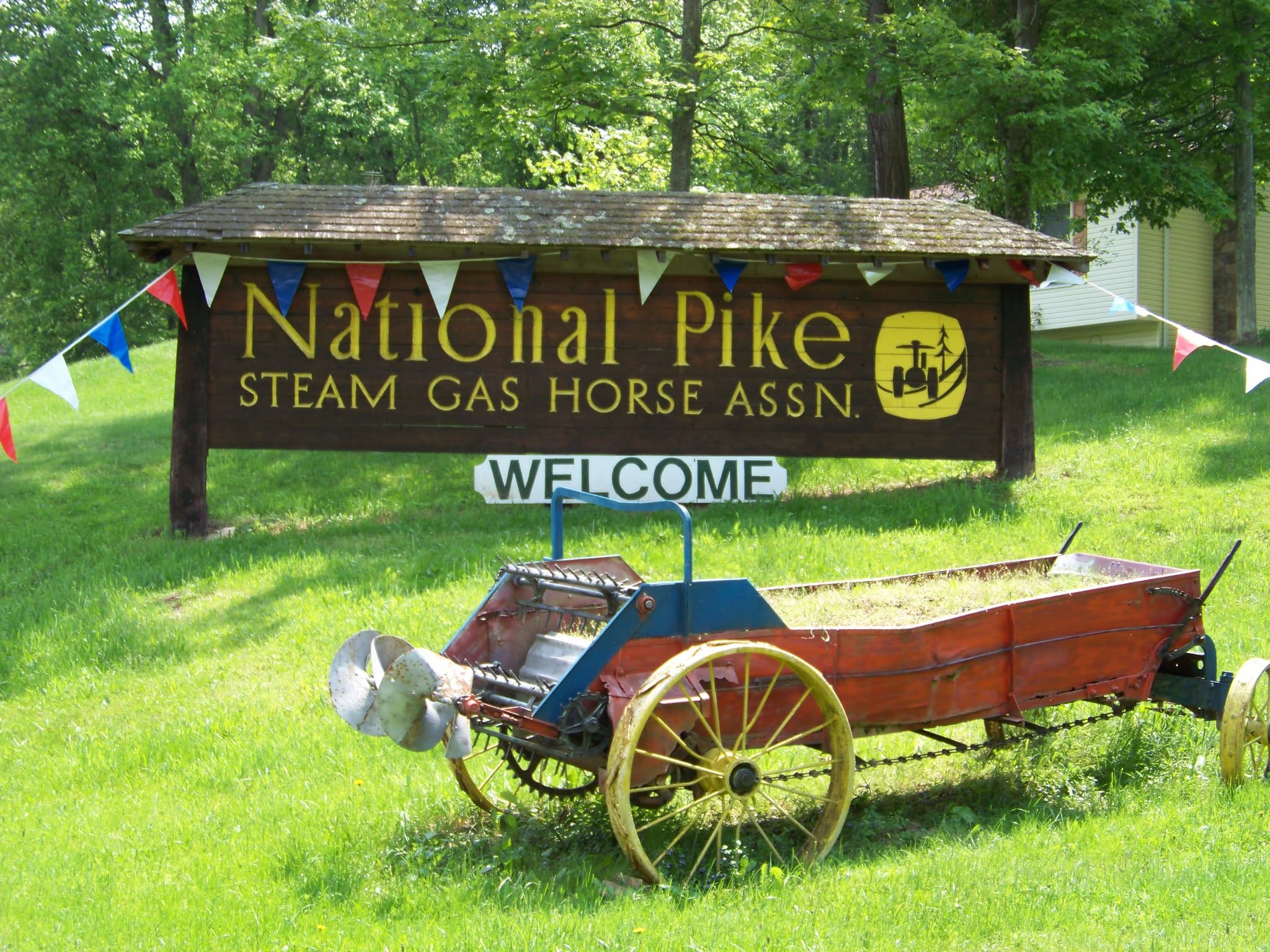 National Pike Steam, Gas & Horse Association welcome sign at the showground entrance